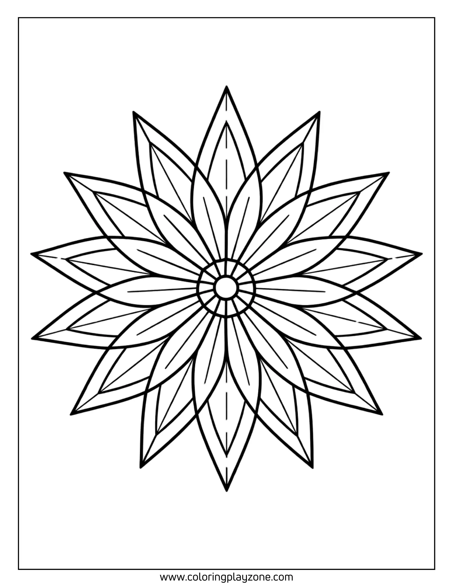 Starburst Geometric Flower Coloring Page